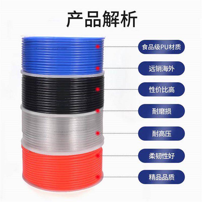 PU气管气动软管8*5高压气管空压机气泵接头气动配件4/6/8/10/12mm