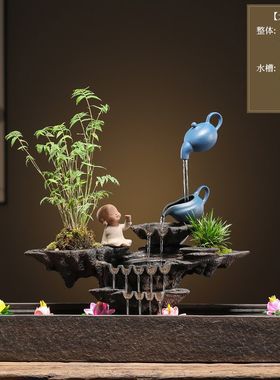 新中式轻奢玄关家居转角装饰桌面加D湿礼品开业送礼电视柜流水摆