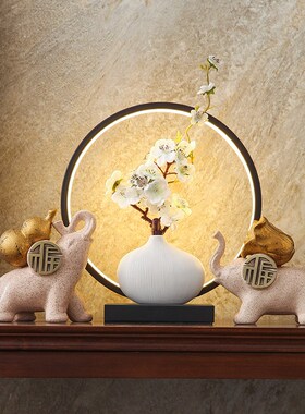 新中式陶瓷大象摆件客厅招财仿真花瓶玄关桌O面装饰品乔迁新居礼