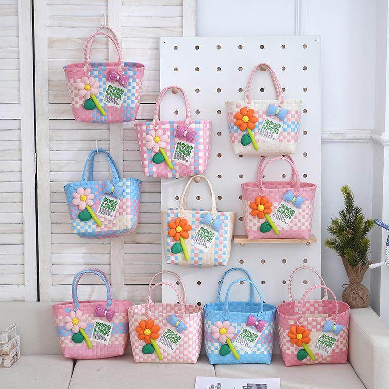 大容量多巴胺彩色伴手礼包收纳蓝伴手礼篮购物编织沙滩包手提包女,收纳整理,其他收纳篮,淘宝优惠券,粉丝福利购,淘宝优惠卷