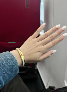 钛钢定制高质量ins窄版珐琅旋转扣手镯凯莉玫瑰金情侣小众手环