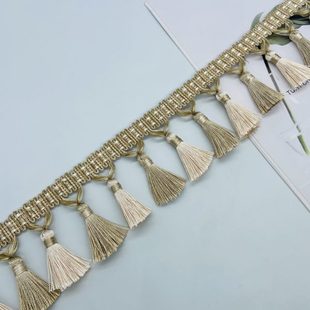 窗帘花边欧式 饰沙发琴罩辅料 短款 精致小流苏吊穗吊球高密度侧边装