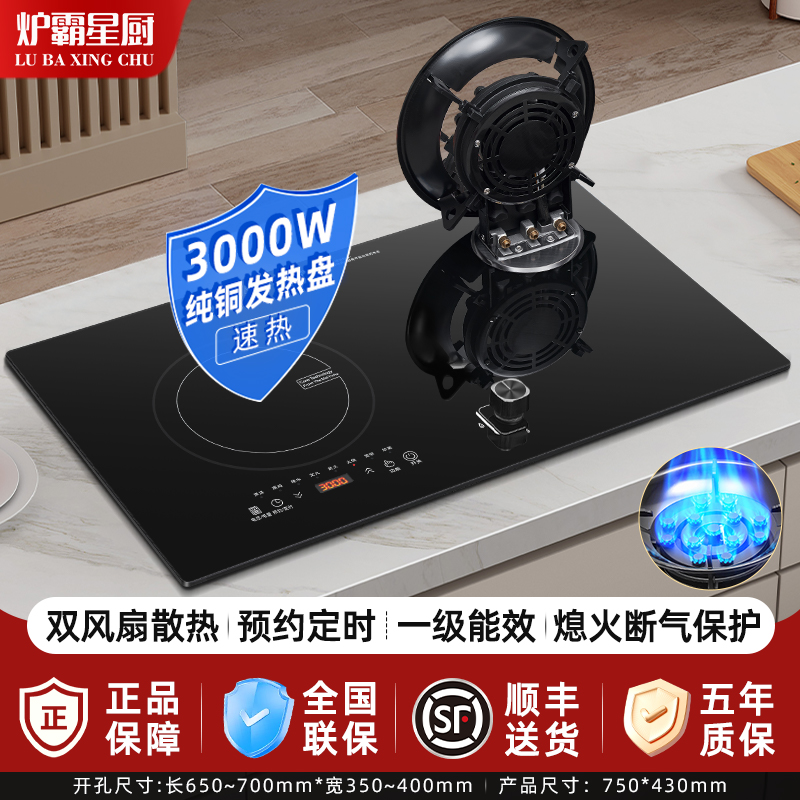 一体面板电磁炉气电两用燃气灶