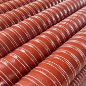 红色高温风管耐度矽硅胶排热烟管尼龙布通风帆布伸缩钢丝软管