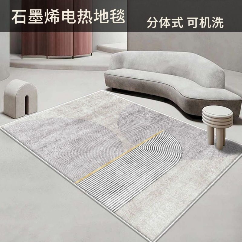 现代客厅石墨烯碳晶电热地毯卧室地暖垫加热地垫拆洗发热爬爬垫