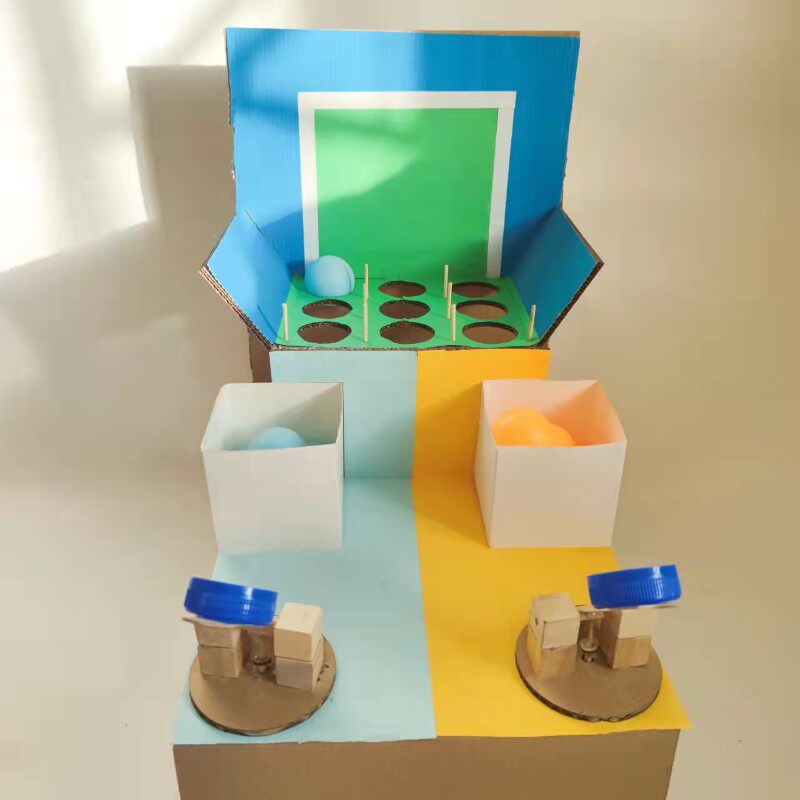 兵乓球投篮对战游戏台幼儿园手工玩教具材料包立体作品