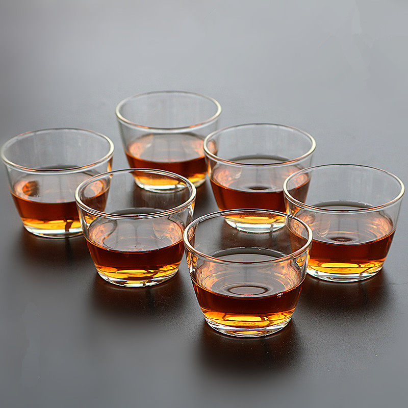 耐热品茗杯硼硅功夫茶杯六只装盒小茶碗纯色小品杯子