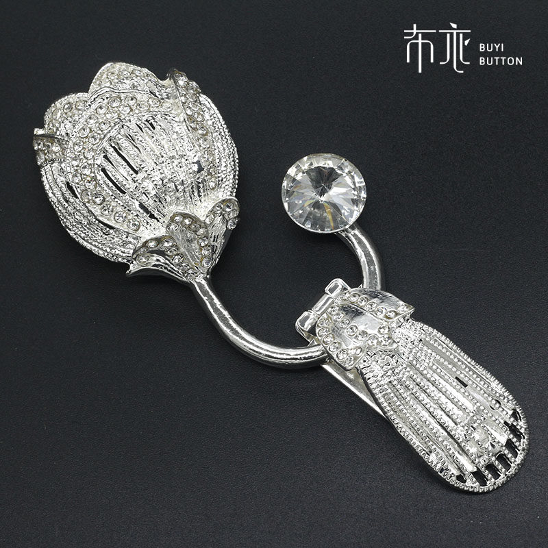 貂皮大扣裘皮皮草大衣装饰扣子纽扣水钻领口扣鸭嘴扣对扣