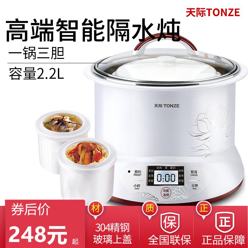 天际全自动隔水电炖盅白瓷煮粥汤燕窝电预约定时
