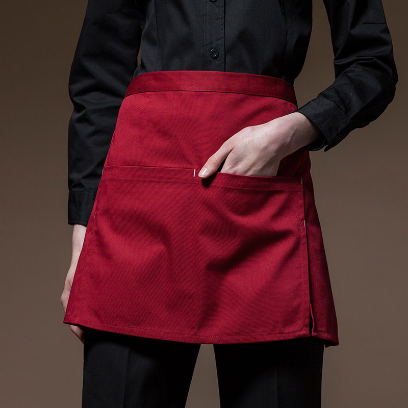 半身短款围裙服务员女围腰黑色酒店咖啡店服务员工作围裙定制