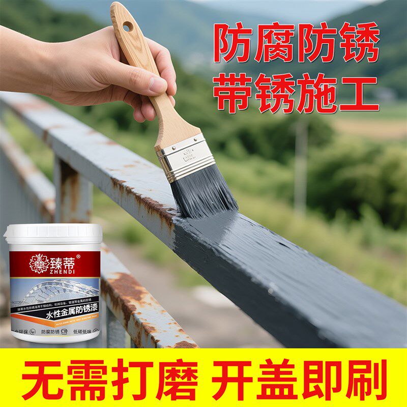 防锈漆金属防腐黑色水性铁锈转化剂漆免除锈打磨翻新白色油漆