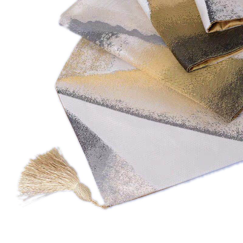 样板房桌布布艺金色后现代桌布餐桌布茶几桌垫长方形现代桌旗