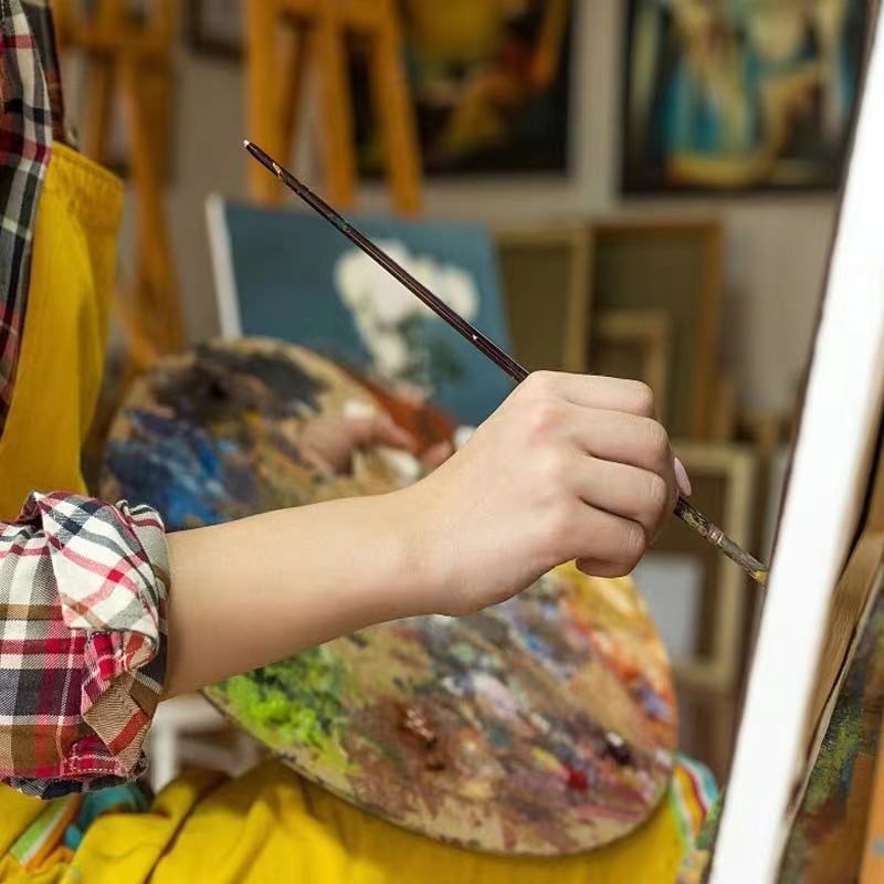 来图定制纯手绘油画侘寂风照片客厅玄关装饰画人物肖像肌理画挂画图片