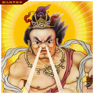门神哼哈二将挂画神将玄关客厅装饰品护法丝绸卷轴画乔迁新居礼品