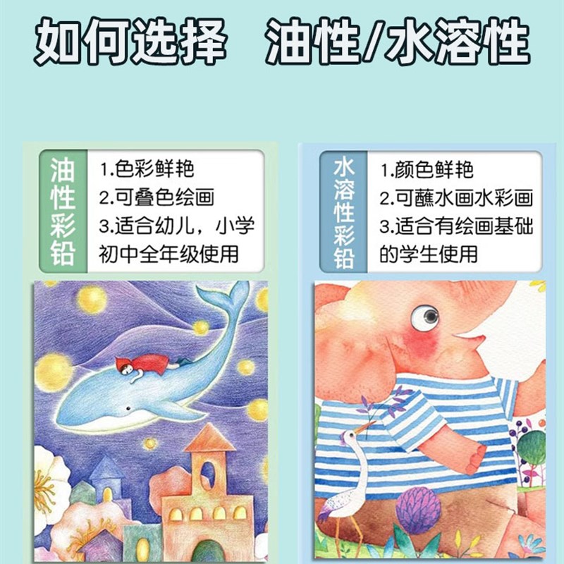 72彩色铅笔小学生无毒48色儿童油性画笔水溶性彩铅套装美术生专用