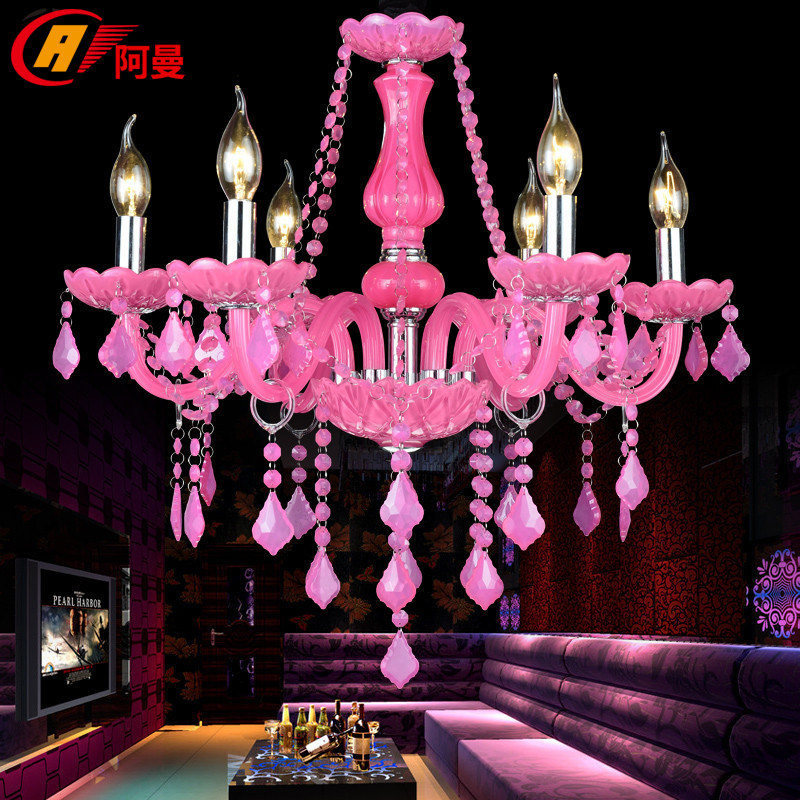 欧式吊灯女孩儿童房卧室粉色水晶灯院装饰酒吧灯具,家装灯饰光源,客厅吊灯,淘宝优惠券,粉丝福利购,淘宝优惠卷