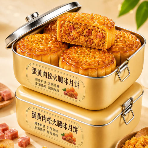 中秋月饼2026新款蛋黄肉松火腿味大月饼正宗中秋广式解馋糕点零食