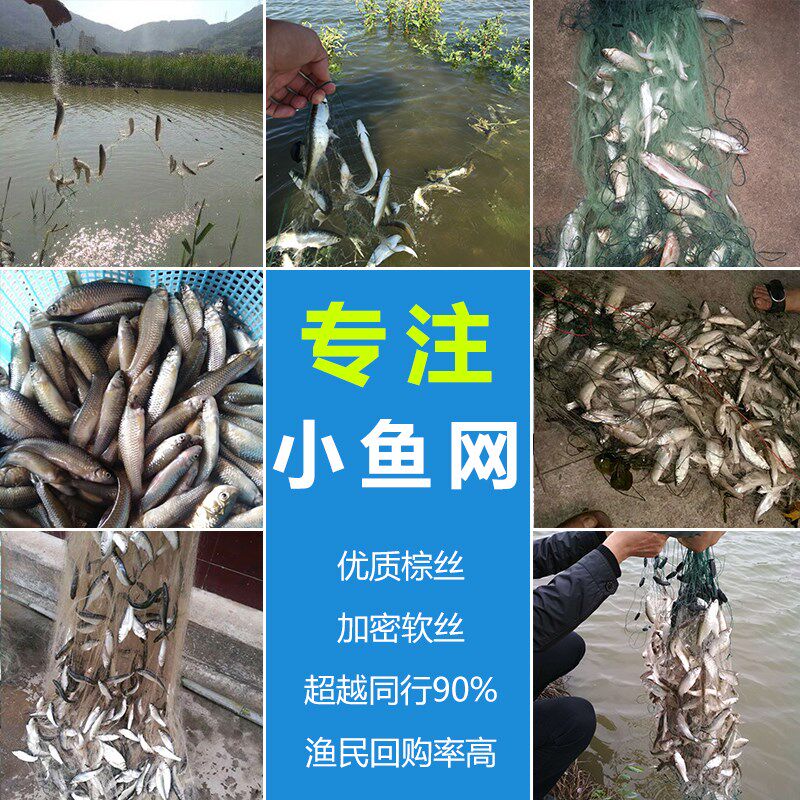 鱼网粘网三层沉网一指口丝小套50米小眼沾网白条专用小渔网8分眼