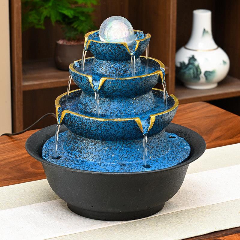 循环水生财风水轮流水摆件时来运转动水晶球招财桌面喷泉八方来财