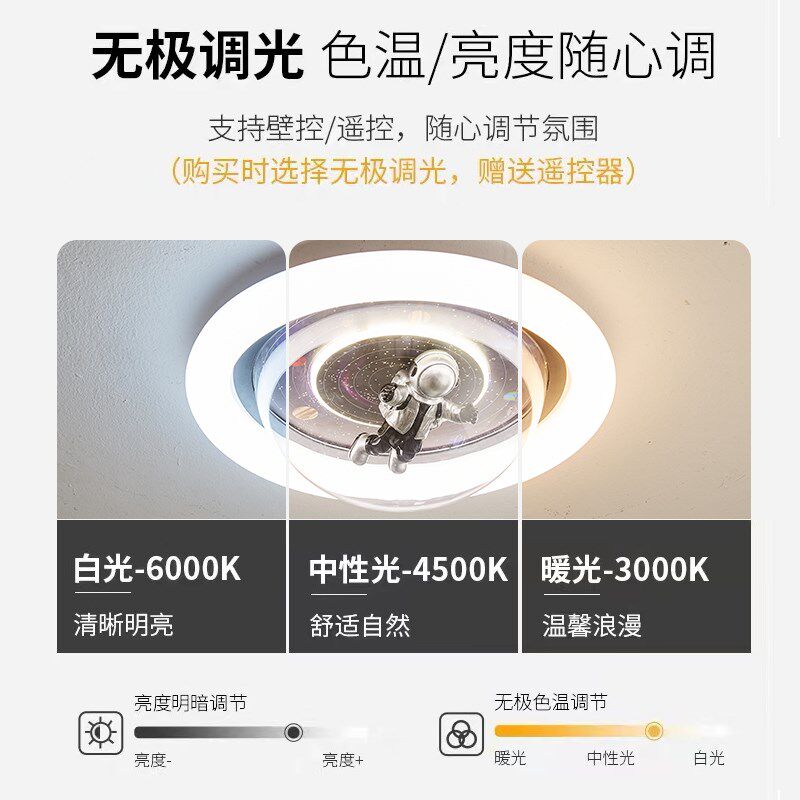 儿童房灯宇航员全光谱护眼公主房灯星球简约男孩女孩卧室吸顶灯具