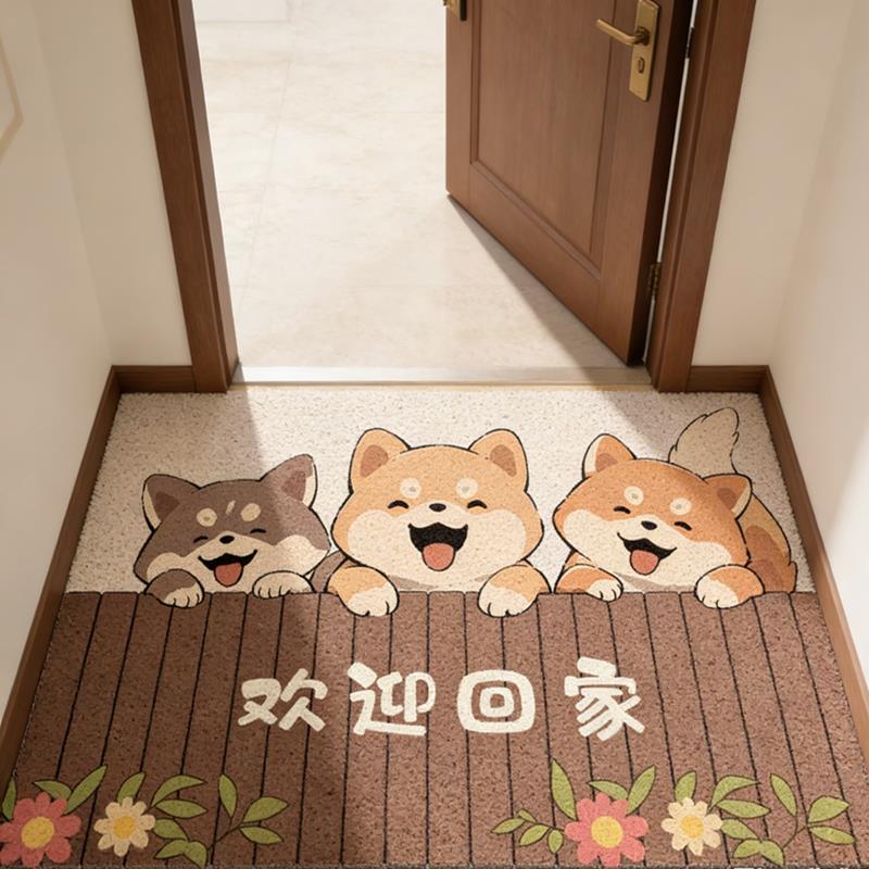 家用轻奢入户地垫 北欧风格可裁剪丝圈脚垫 耐磨防滑门厅地垫