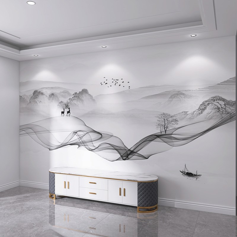 3d立体电视背景墙壁纸8d中式背景墙壁布客厅装饰墙纸卧室墙布壁画