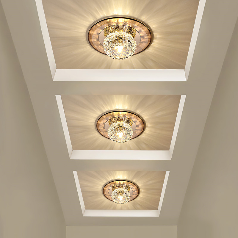 led圆形水晶过道灯走廊灯创意阳台入户玄关灯嵌入式入户筒灯射灯