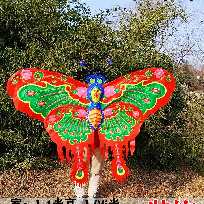 潍坊装饰竹子蝴蝶传统折叠舞蹈手工特色布展沙燕风筝烫金观赏