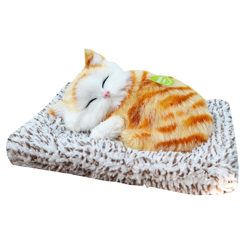 仿真动物竹炭小猫咪毛绒公仔假猫猫会叫车载爱布偶玩偶