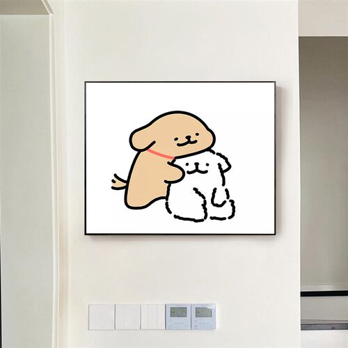 带挂钩线条狗电表箱装饰挂画客厅配电箱壁画电闸遮挡