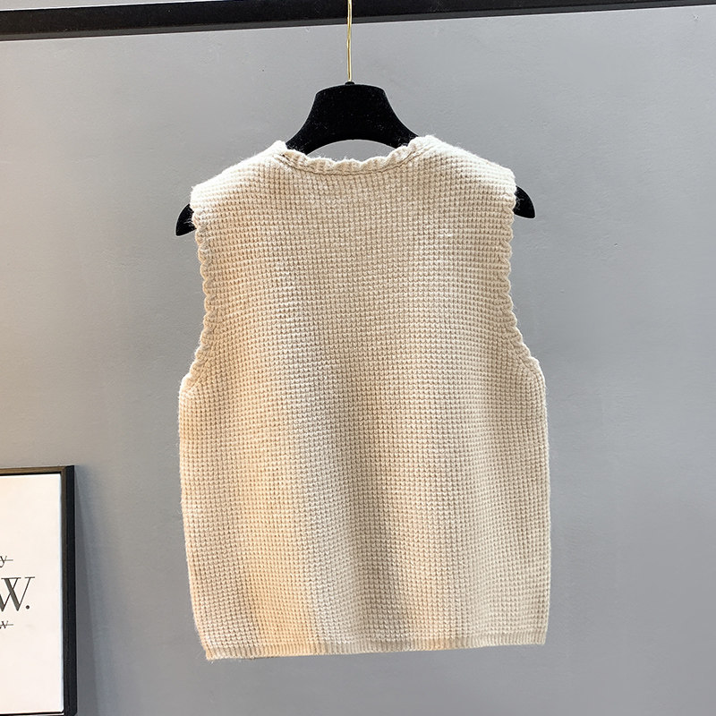 马甲背心外套秋季外搭2022年新款针织女士毛衣时尚V领宽松开衫潮
