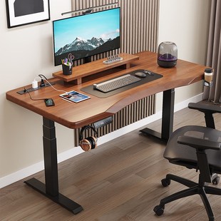 实木电动升降桌电脑桌书桌学生家用办公桌电竞桌可升降桌子工作台
