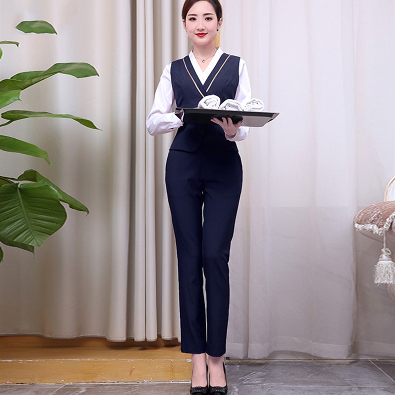 2021秋空姐制服职业套装美容师工作服酒店前台工装足浴足疗工衣女