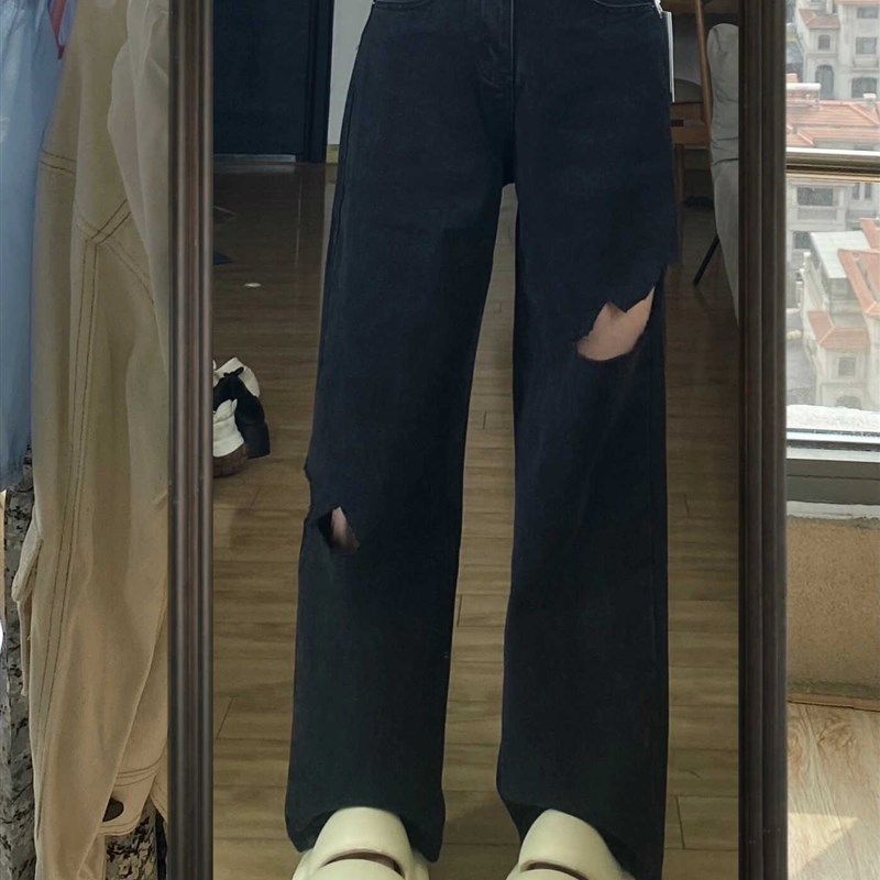 2-300加肥加大胖mm大码高腰阔腿牛仔裤女美式破洞宽松显瘦直筒裤,女装/女士精品,大码裤装,淘宝优惠券,粉丝福利购,淘宝优惠卷