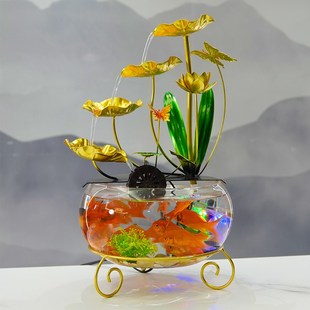 颜值鱼缸流水摆件循环水家用客厅办公室桌面小型加湿器金鱼缸