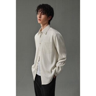 储格 男高级感国风垂感衬衣2024秋季 新中式 衬衫 上衣 提花长袖