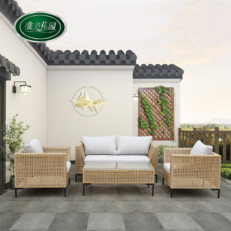 户外藤沙发组合客厅庭院三人双人位藤编沙发转角贵妃沙发单人躺椅