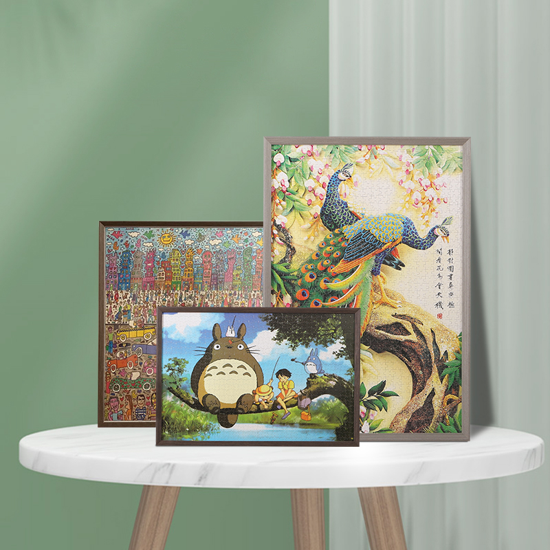 实木拼图相框装裱1000片300片500片拼图框架7550画框外框定制挂墙