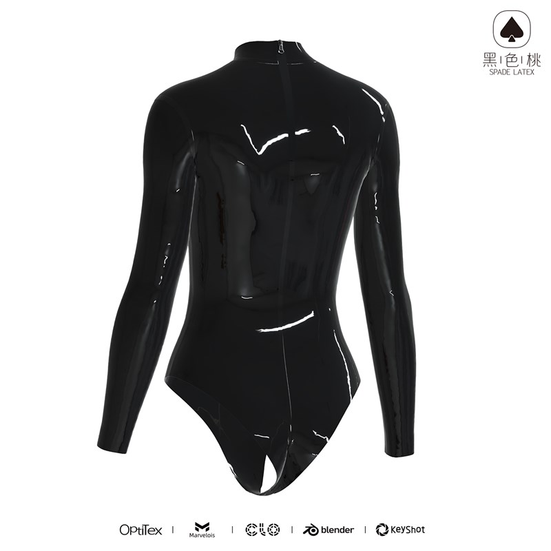 黑色桃 BA013定制乳胶衣 长袖高叉泳衣 小高领乳胶泳衣 性感泳衣