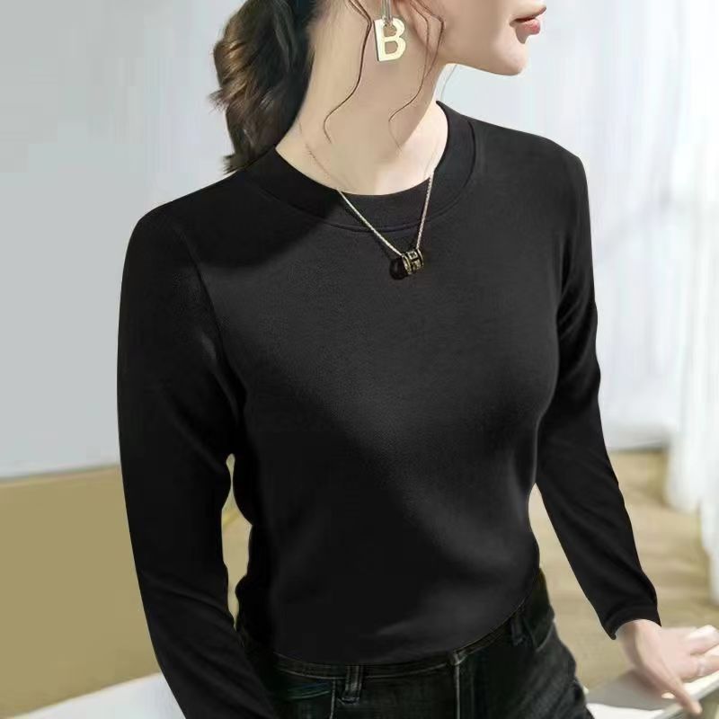 双面德绒圆领打底衫女内搭秋冬季新款长袖t恤妈妈装加绒上衣外穿,女装/女士精品,大码内搭,淘宝优惠券,粉丝福利购,淘宝优惠卷