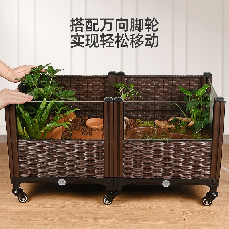 黄缘龟专用缸安缘龟饲养箱半水龟生态造景养殖箱带轮子特大养龟盆