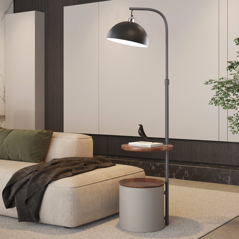 落地灯客厅轻奢茶几置物架一体北欧沙发灯卧室床头高级感落地台灯
