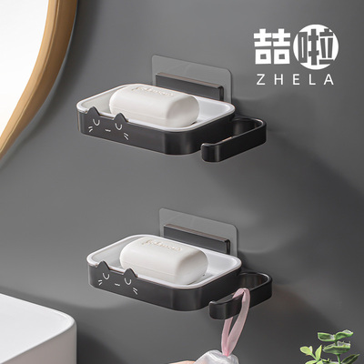肥皂盒免打孔香皂盒壁挂式沥水双层宿舍家用卫生间香皂置物架大号