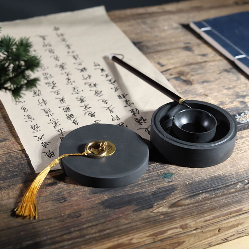热门新款火锅砚台初学者墨池带盖多功能墨盒墨砚石砚防蒸发密封好