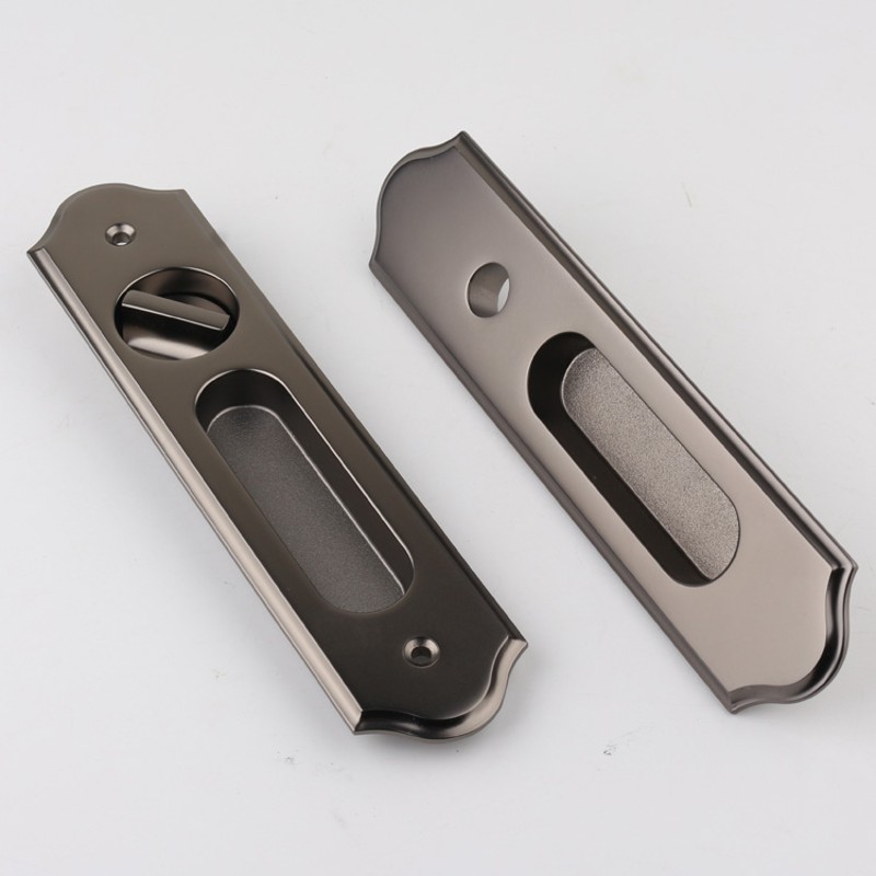 美式黄古铜移门锁折叠门锁卫生间黑色暗拉手锁滑动门锁推拉门把手