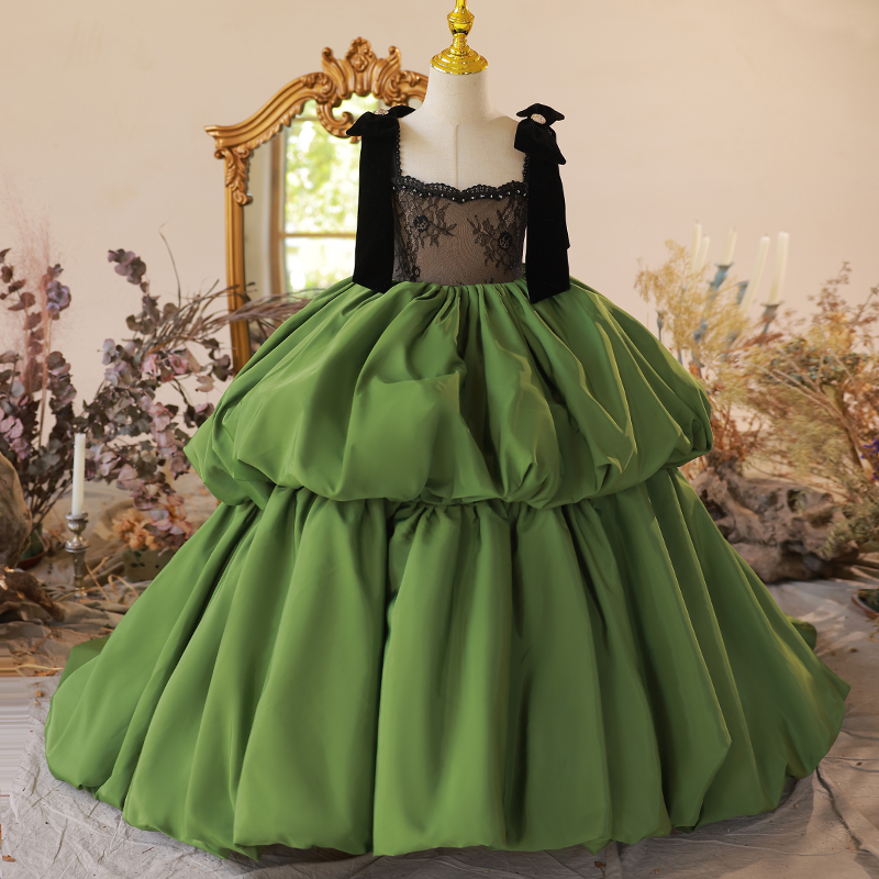 儿童晚礼服女童公主裙轻奢小众高端模特走秀主持人钢琴演出服拖尾