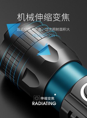 微笑鲨M77迷你战术手电户外超亮伸缩变焦便捷手电筒铝合金LED强光