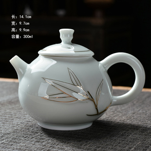 青瓷盖碗茶杯陶瓷大号泡茶杯三才碗描金功夫茶具茶碗家用单个带盖