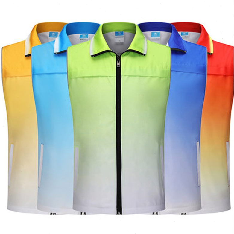 渐变广告工作服马夹色背心志愿者马甲定制定做义工活动印logo工装