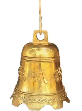 纯铜六字真言钟八宝钟铃铛道观八吉祥钟寺庙法器八卦铃摆件挂件铜